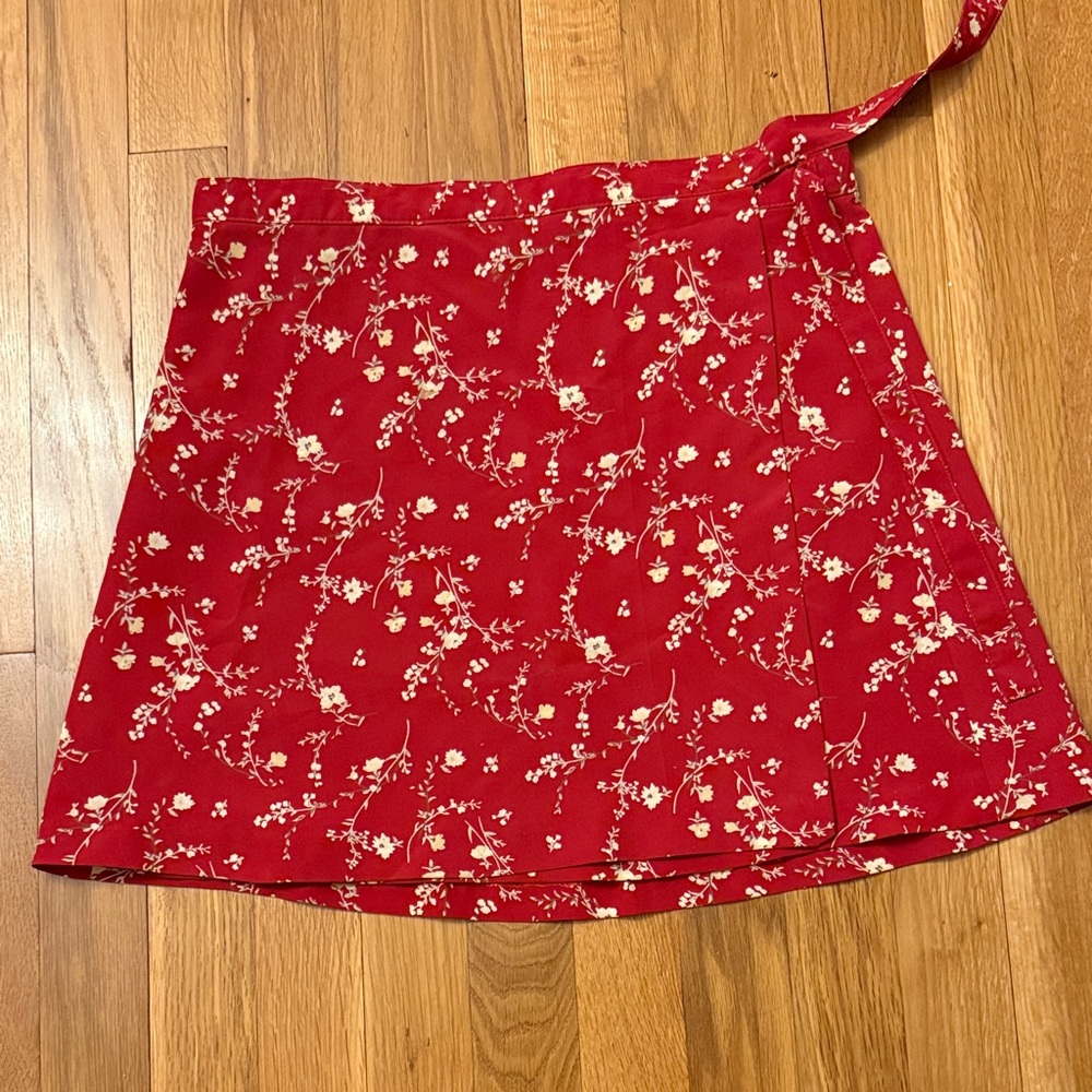 Floral Red Wrap Skirt